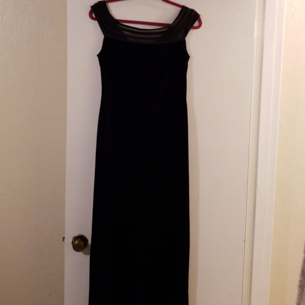 Long black velvet dress